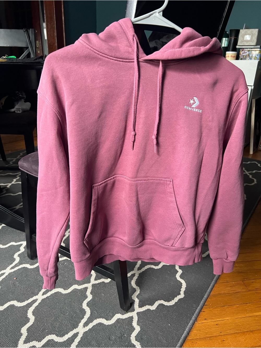 Converse Pink Pullover Hoodie with Front Pocket
